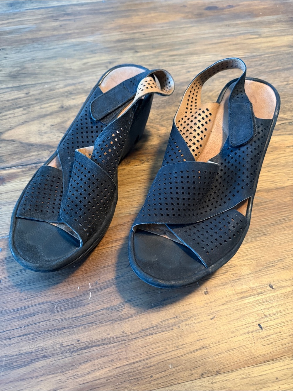 Clarks wedge sandals.